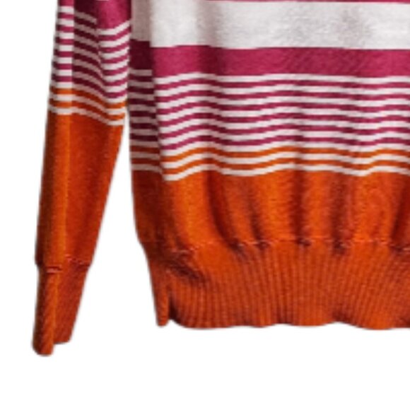 Tommy Bahama Pink, White and Orange Striped ColorBlock Sweater Size Medium - Picture 4 of 8